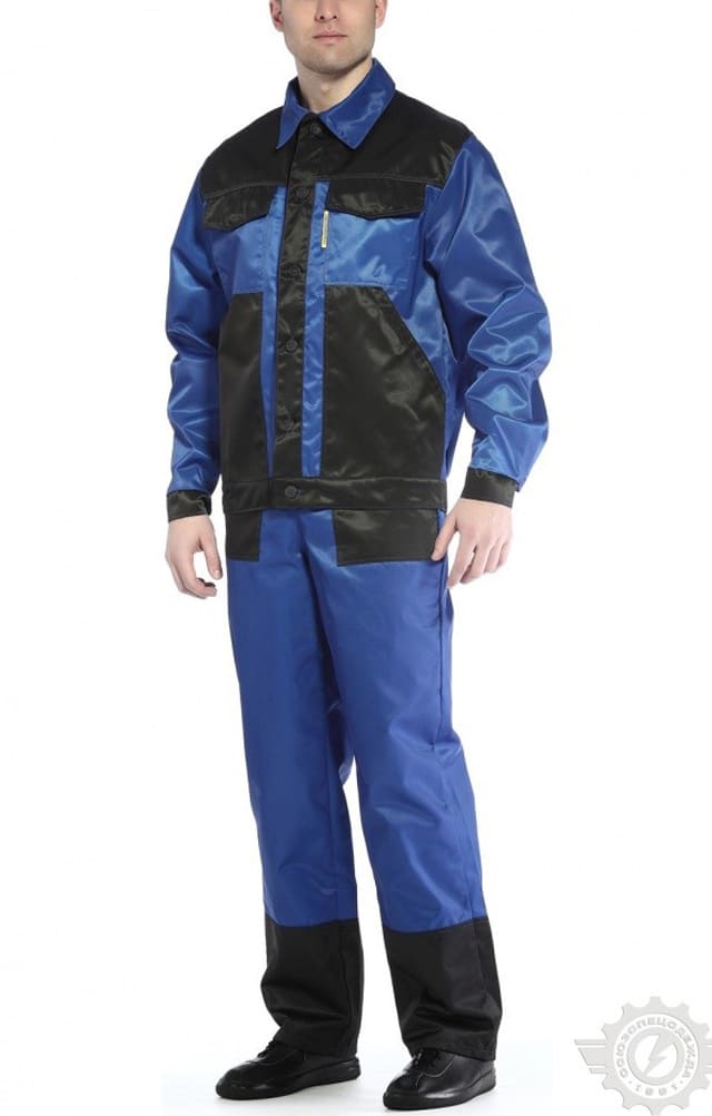 61643 Костюм "Мастер" василек-черный  Летняя спецодежда  размер 60-62/170-176 