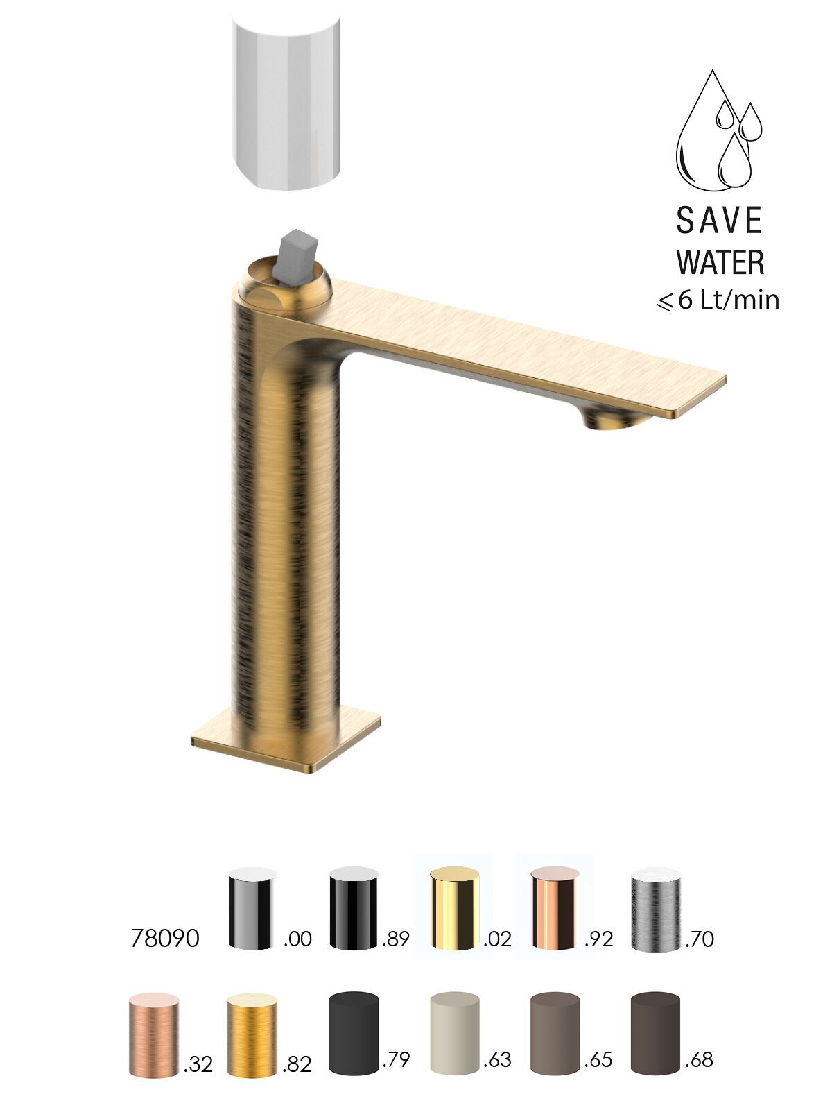 Однорычажный смеситель для раковины с автоматическим сливом Rubinetterie Frattini Narciso S ARCH-00043114 - Вид №5