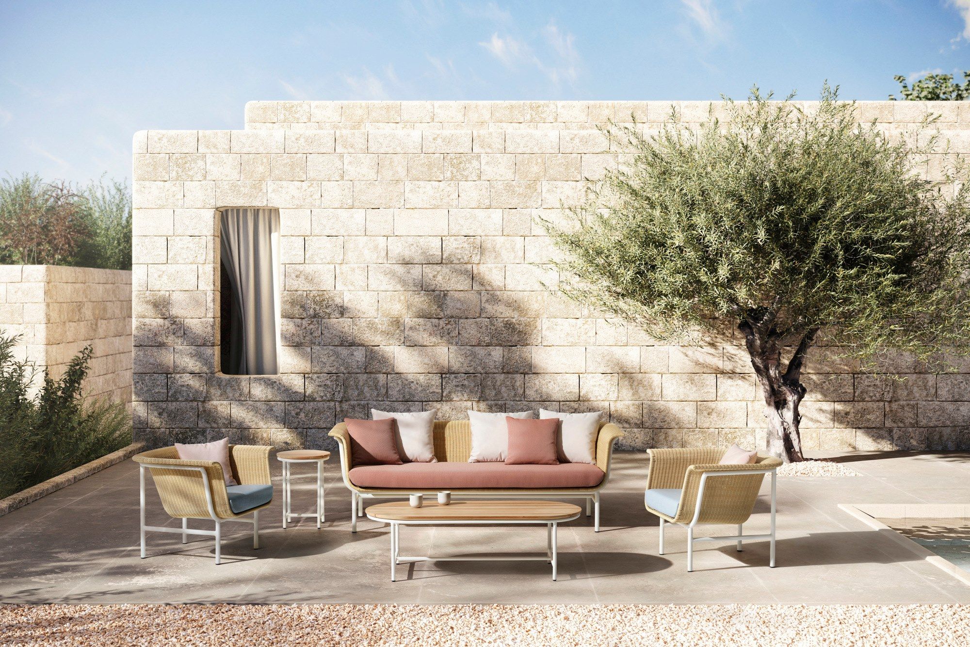 Алюминиевый и деревянный овальный низкий садовый столик Vincent sheppard Wicked ARCH-00102242