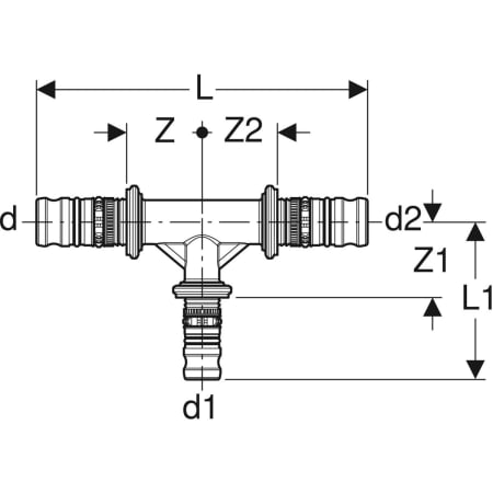613.315.00.5 Тройник переходной Geberit Mepla Geberit  - Вид №2