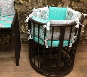 Круглая кроватка-трансформер 7 в 1 венге (72х72 см) QUEENBABY ДИЗАЙНЕРСКИЕ 178576 Коричневый