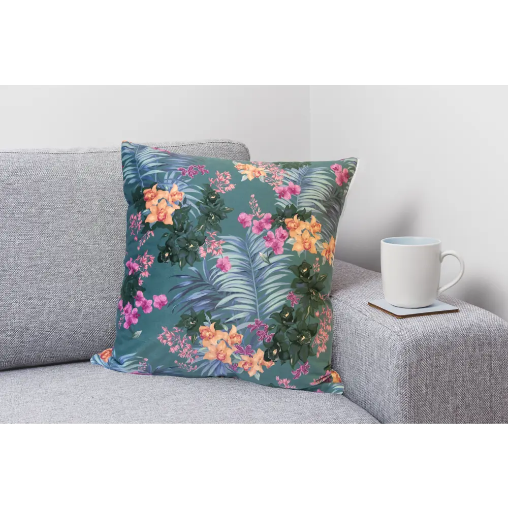 Подушка Seasons Тропики орхидея 40x40 см бархат цвет бирюзовый STLM-2092144 - Вид №3