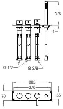 Fir Italia Комплект для ванны с ручным душем с тарелкой Cleosteel 48 4831504 - Вид №1