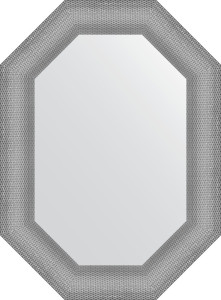 BY 7289 Зеркало в багетной раме - серебряная кольчуга 88 mm EVOFORM Octagon