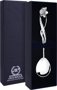 10650937 Аргента (Россия) Ложка чайная "Нарцисс" + футляр Серебро 925