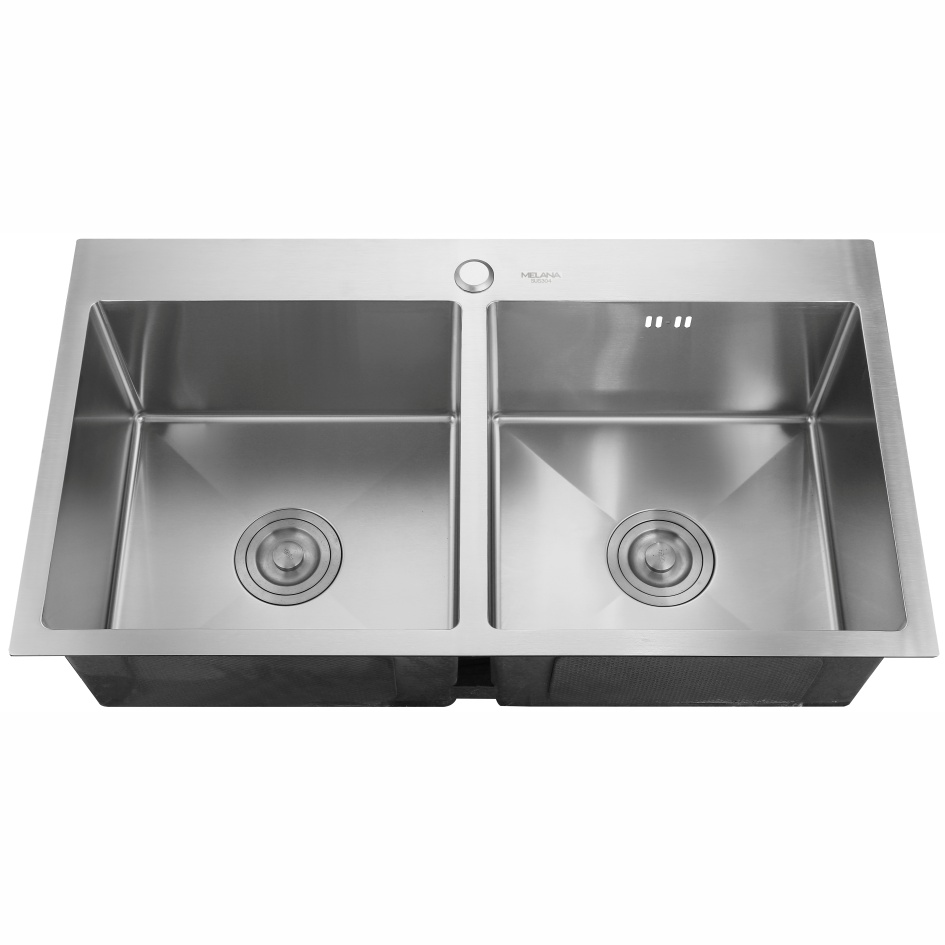 Мойка DS8045H MELANA ProfLine 3,0/220 САТИН 2-я чаша, врезная прямоугольная DS8045H 