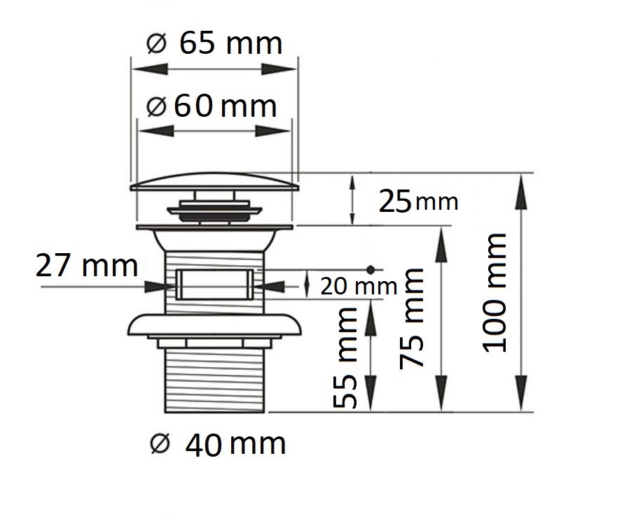 Донный клапан для раковины Черный матовый без перелива LAB.Space sun-id-3004126 - Вид №2