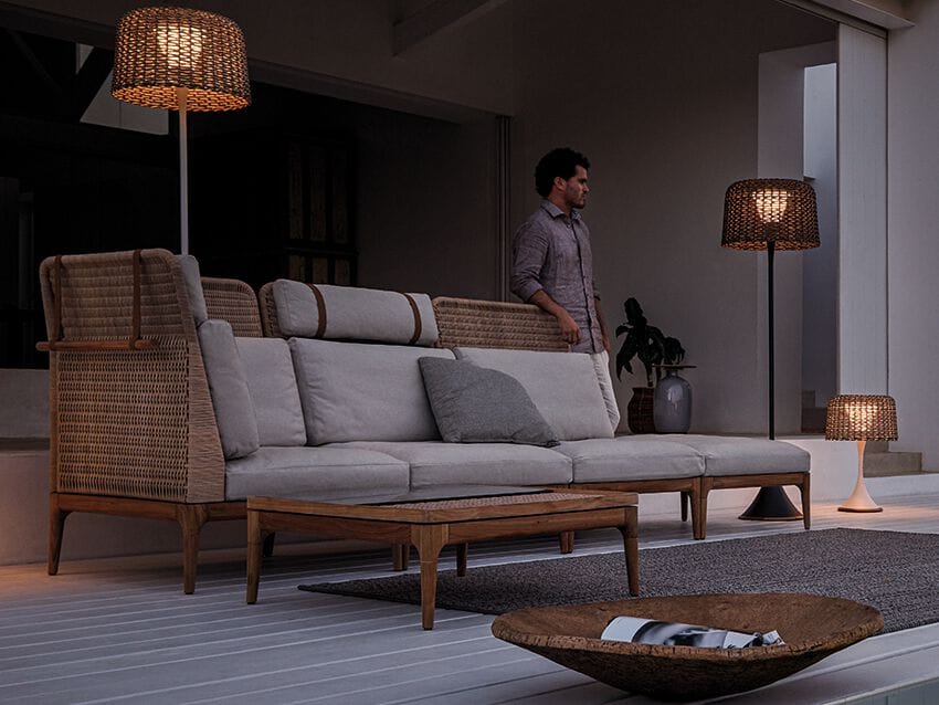 Плетеный и тканый модульный садовый диван Gloster ARCH-00081023