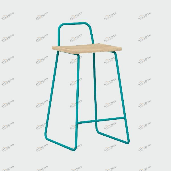 Барный стул с деревянным сиденьем бирюзовый Bauhaus WOODI  00-3966223 Голубой 
