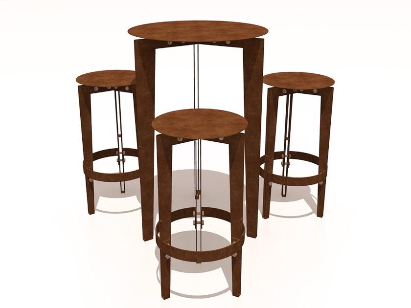 TrackDesign Высокий круглый стол из стали Corten ™ Leggero Tt0646002 - Вид №3