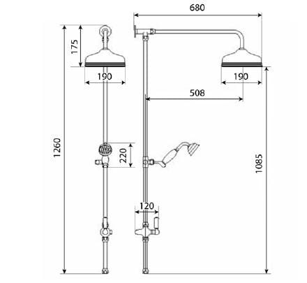 Настенная душевая колонна с ручным душем Gentry Home Ascot ARCH-00079749 - Вид №2