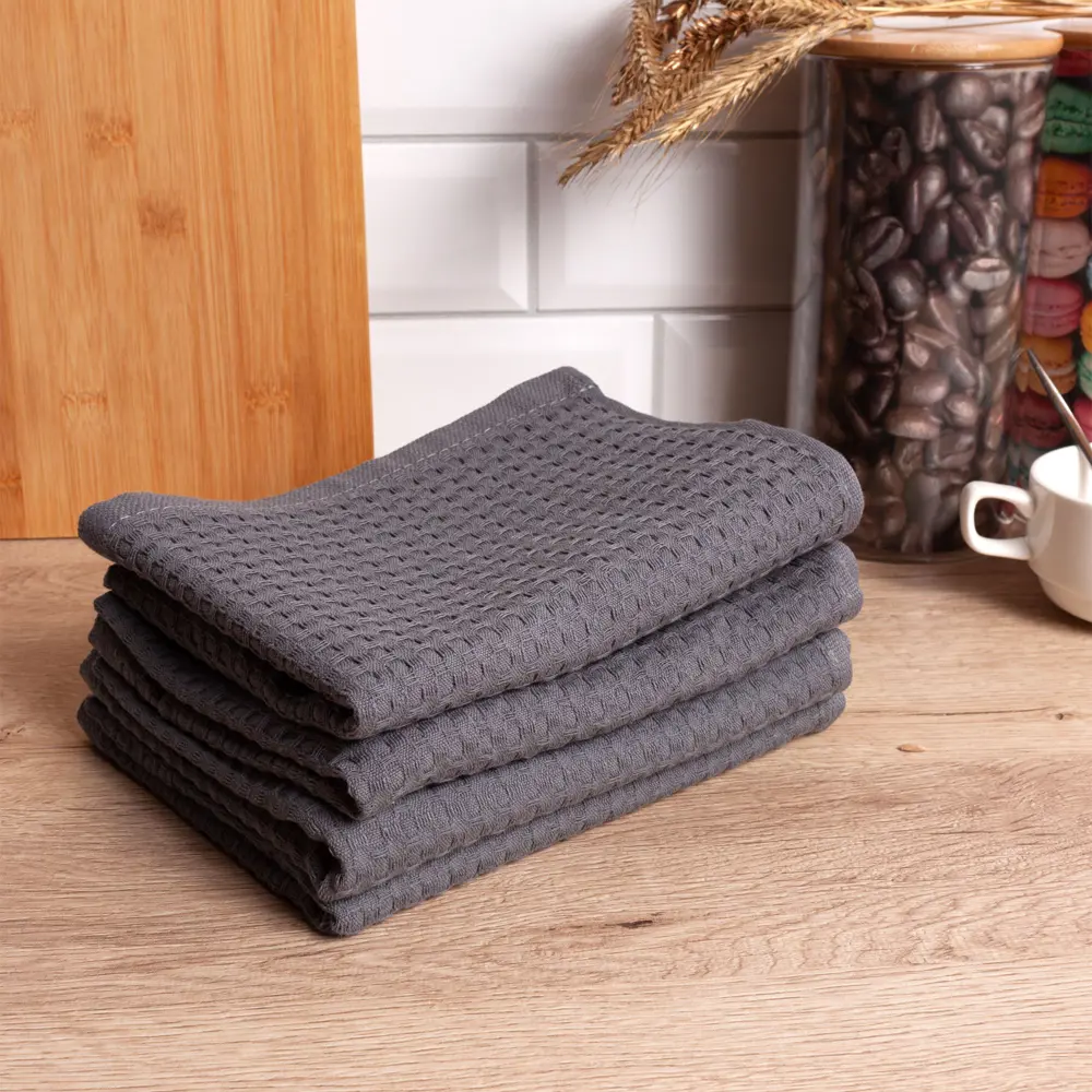 Набор полотенец вафельных Belezza Сальвадор 40x60 см цвет темно-серый 4 шт STLM-2102235 - Вид №2