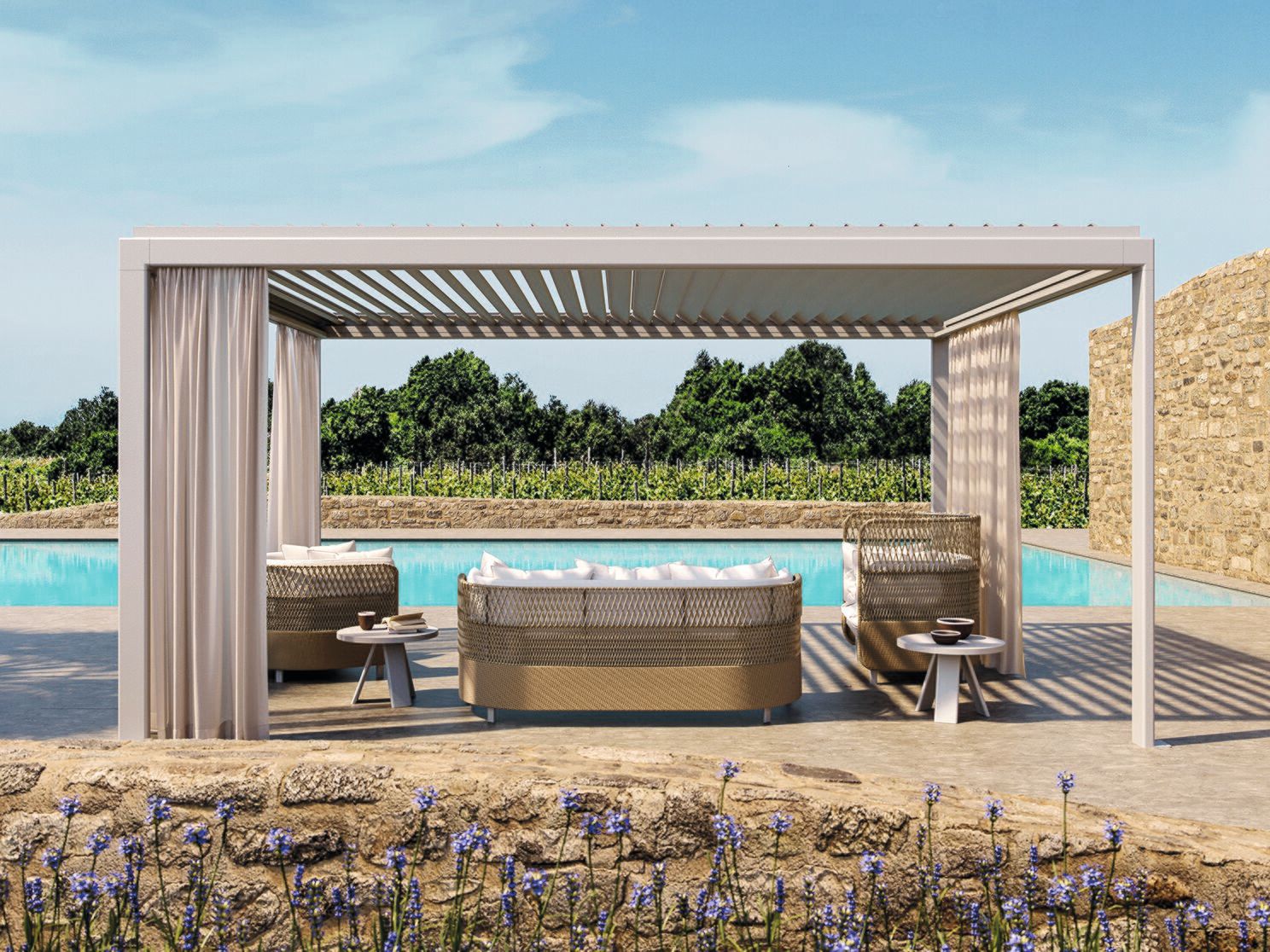 Самонесущая беседка с электроприводом Ethimo Eivissa ARCH-00061946