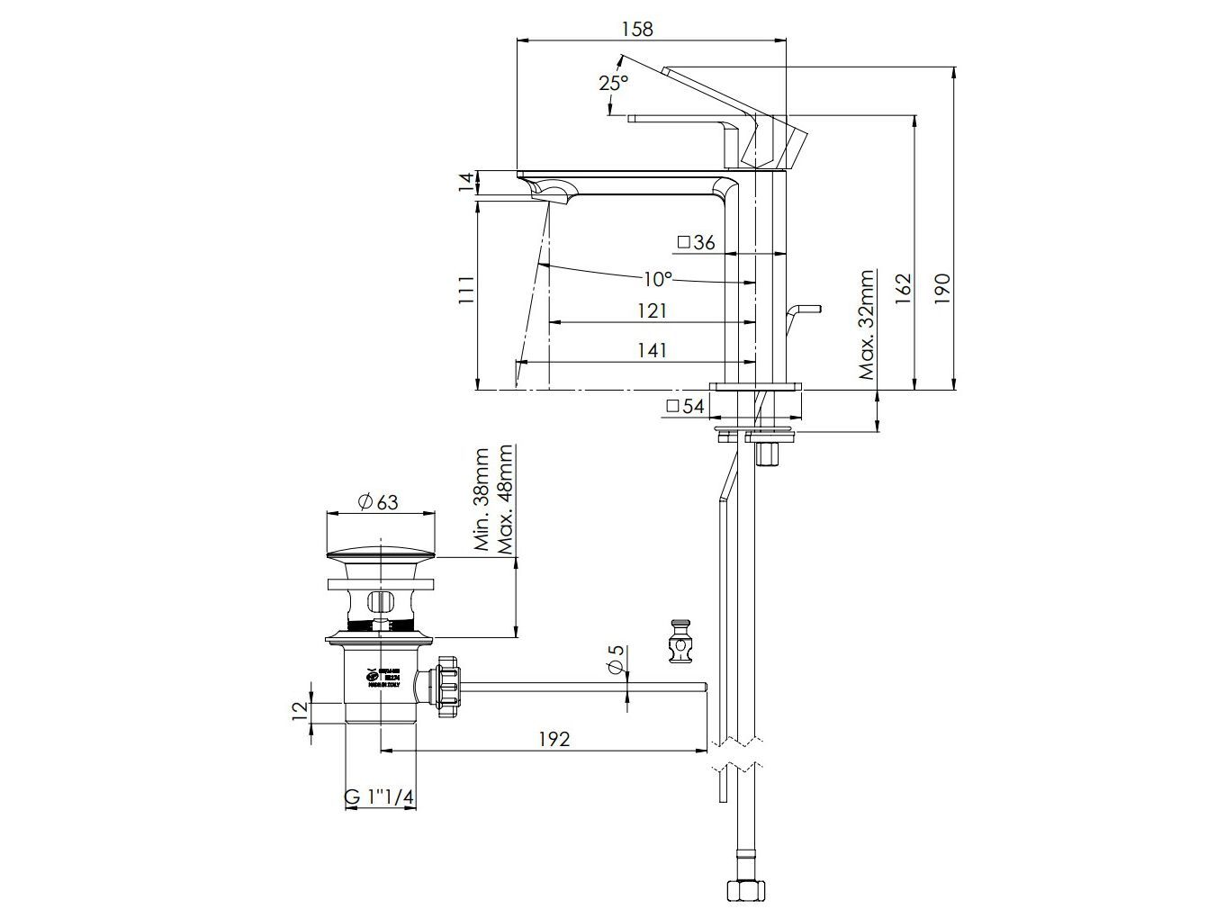 Однорычажный смеситель для раковины Rubinetterie Mariani Icon ARCH-00054658 - Вид №4