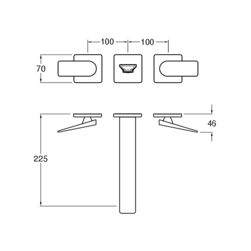 Настенный смеситель для раковины с 3 отверстиями без слива CRISTINA Rubinetterie Blade ARCH-00008925
