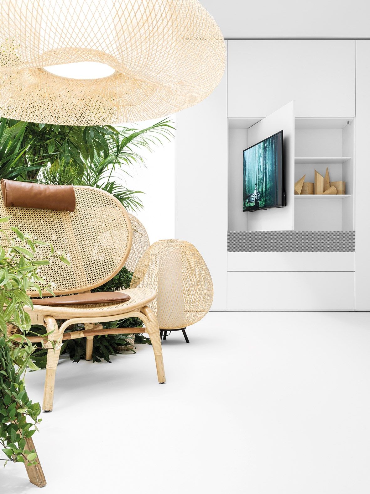 Шкаф с открывающейся ТВ-дверью и полным стеклянным отверстием Caccaro Roomy ARCH-00123868 - Вид №1