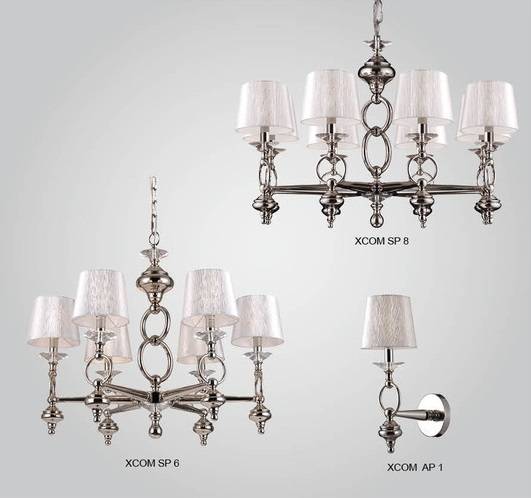 Подвесная люстра Crystal Lux Xcom SP8 серебро CRYSTAL LUX ДИЗАЙНЕРСКИЕ, XCOM 059462 Серебро  - Вид №1