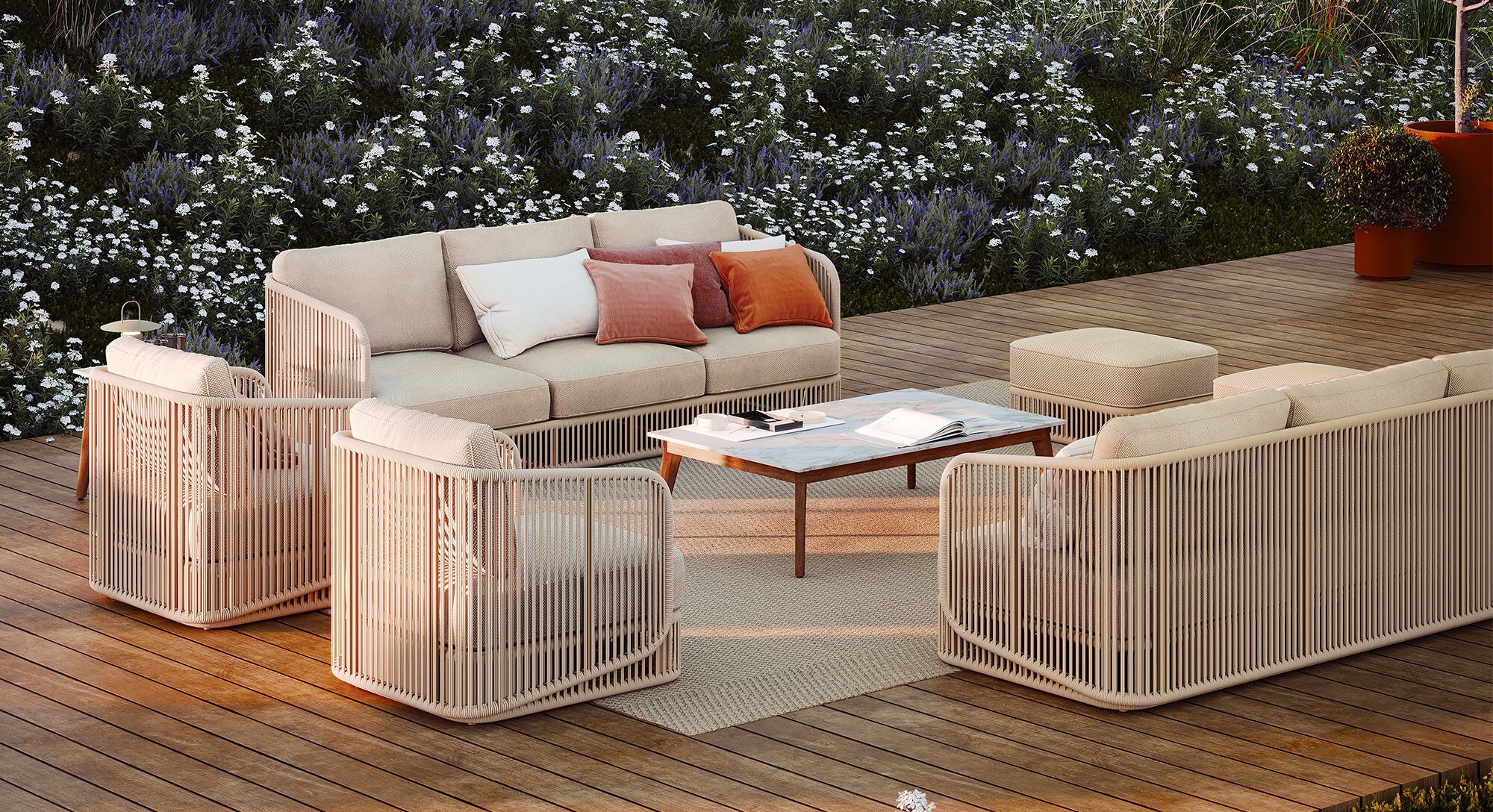 Веревочная квадратная Садовая подставка для ног Walters Wainscott ARCH-00068098 - Вид №4