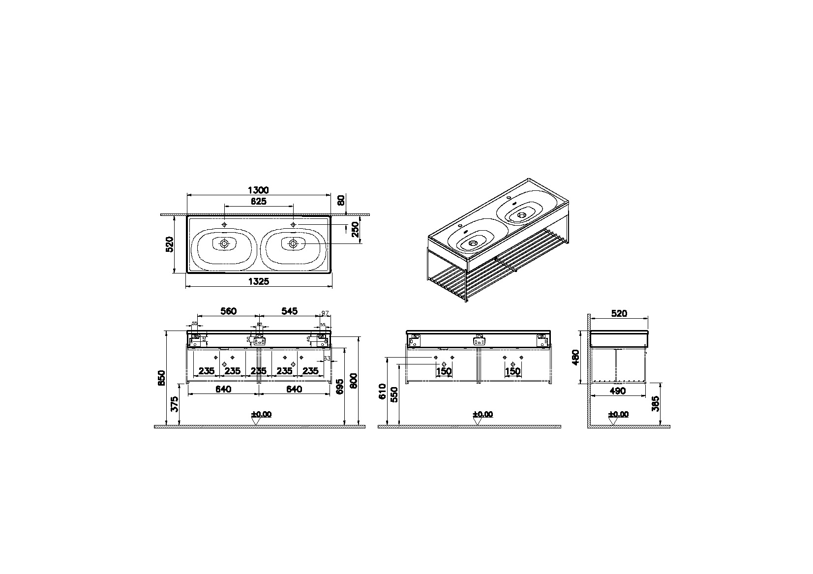 64101 Раковина Vitraglobal Equal - Вид №1
