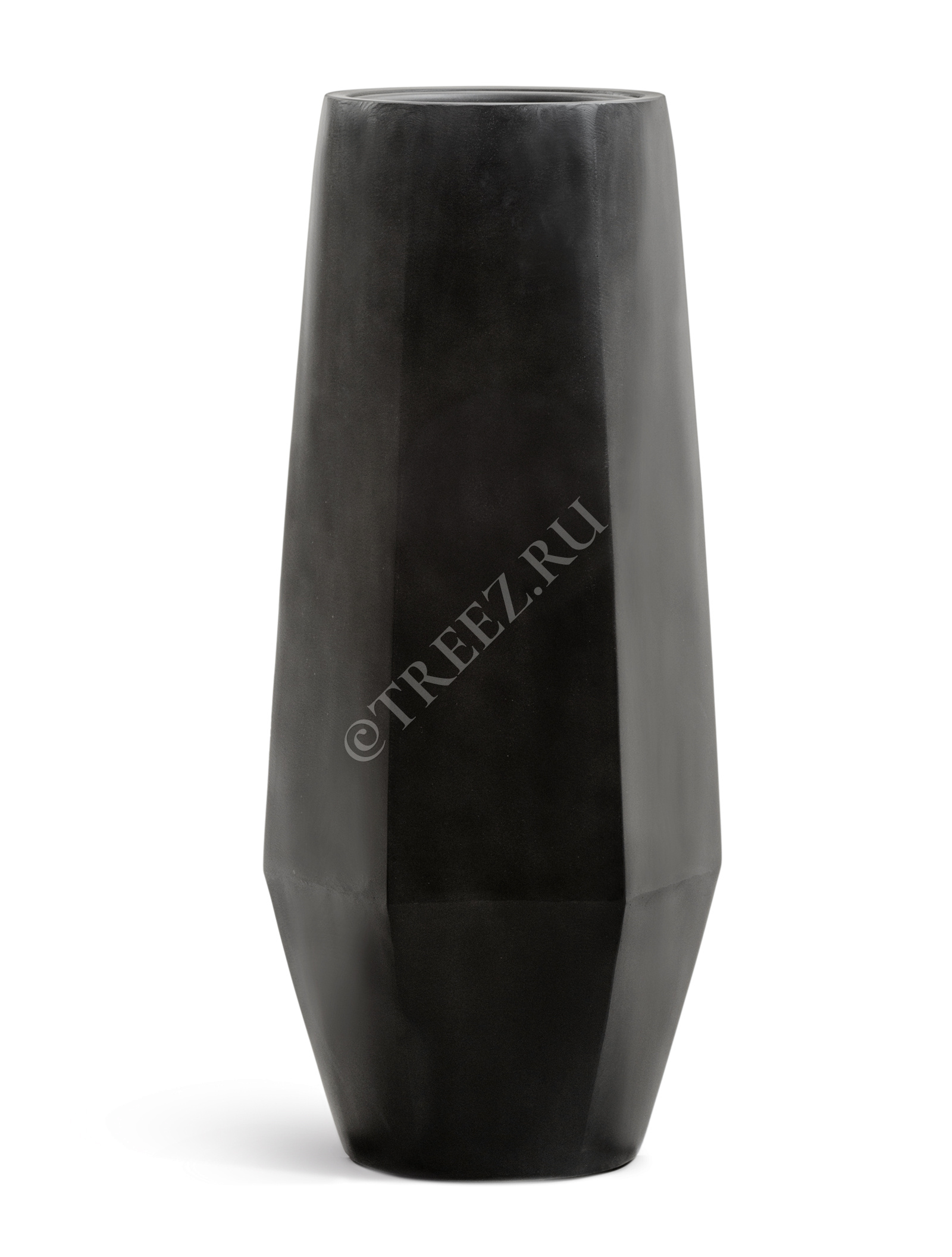 41.3321-08-048-BLCK-075 Кашпо  Effectory - серия Crystal - Высокий многогранник - Антрацит Цветочная коллекция  - Вид №3