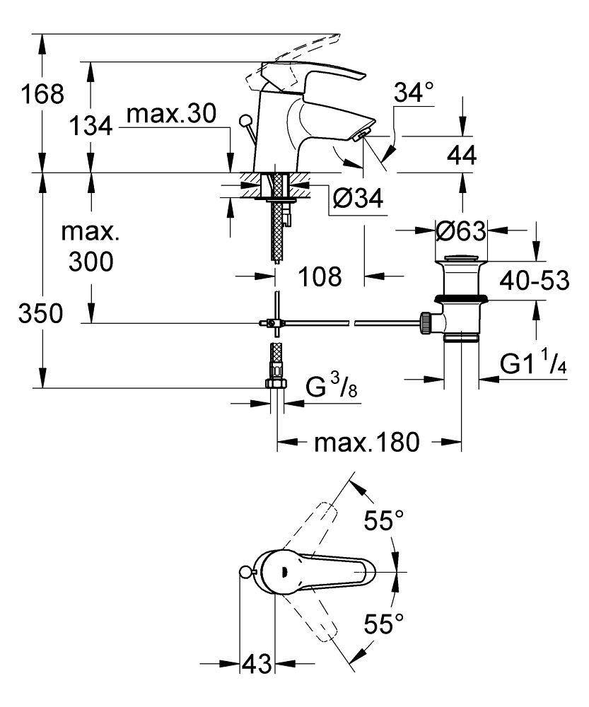 33552001 Смеситель для раковины Grohe Eurostyle хром - Вид №1