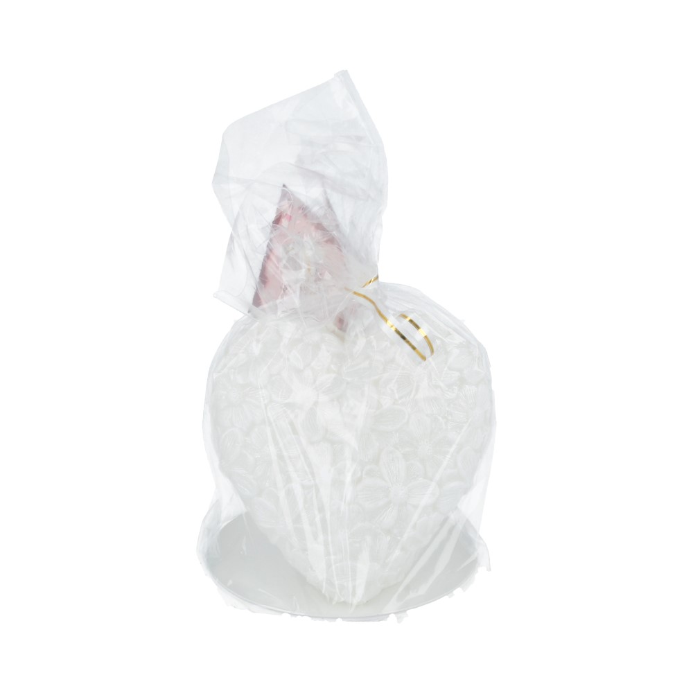 0566 Свеча "Сердце" цветочное 9 см 225 г белое Омский Свечной 