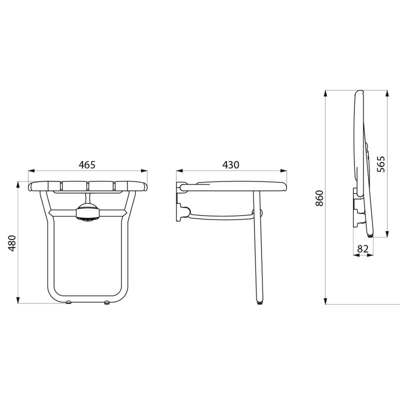 510410 Алюминиевое широкое откидное сиденье для душа со складной ножкой DELABIE  - Вид №1