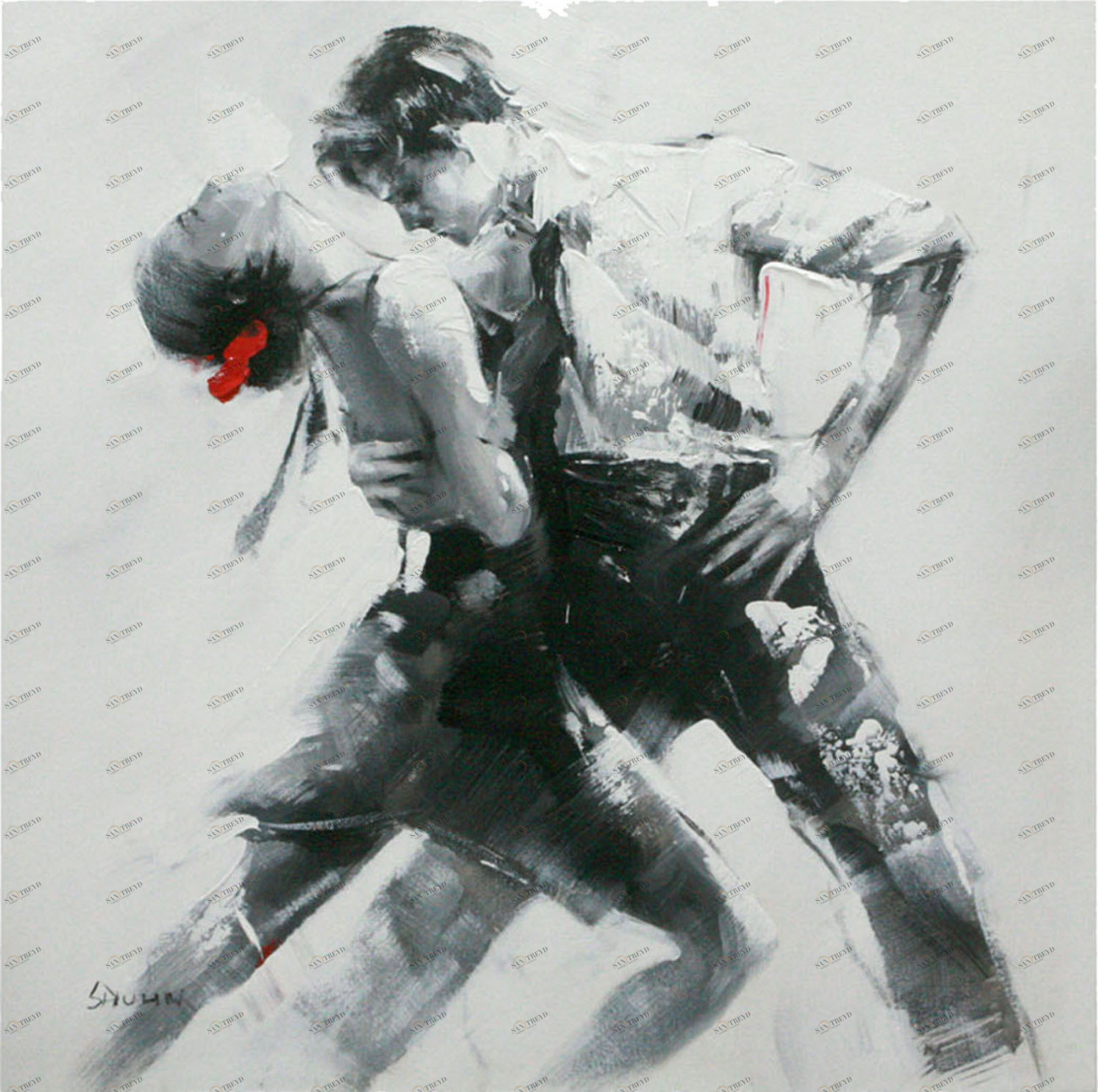 Картина на холсте 100х100 см "Танец" EVENHOME КАРТИНЫ МАСЛОМ 129761 Серый;черный 