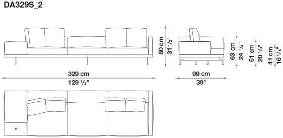 B&B Italia 3-х местный тканевый диван с шезлонгом Dock sun-id-1355318 - Вид №138