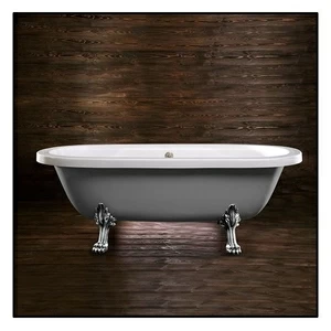 Ванна напольная отдельностоящая серая с хромированными  ножками "Львиная лапа" Akcjum Octavia WN-09-01-CH-M