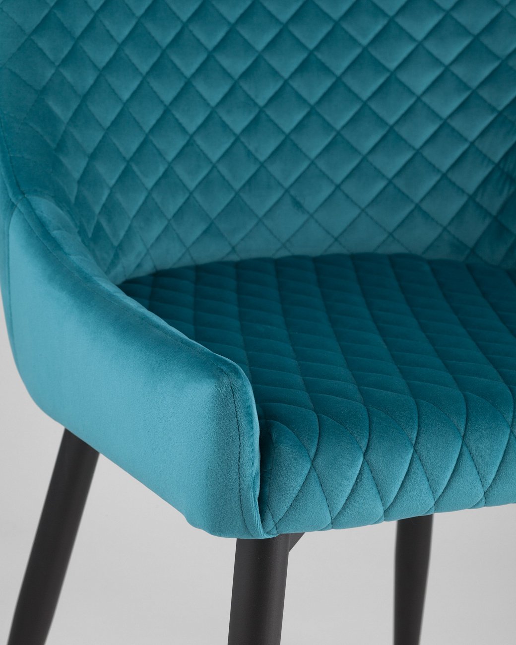 Стул мягкий со спинкой темно-бирюзовый с черными металлическими ножками "Ститч" STOOL GROUP ДИЗАЙНЕРСКИЕ 00-3881931 Голубой  - Вид №6