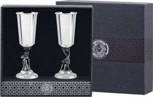 10640273 Аргента (Россия) Набор из 2 рюмок "Иван-да-Марья" посер. полир. с чернью + футляр 000000, -? Серебро 925