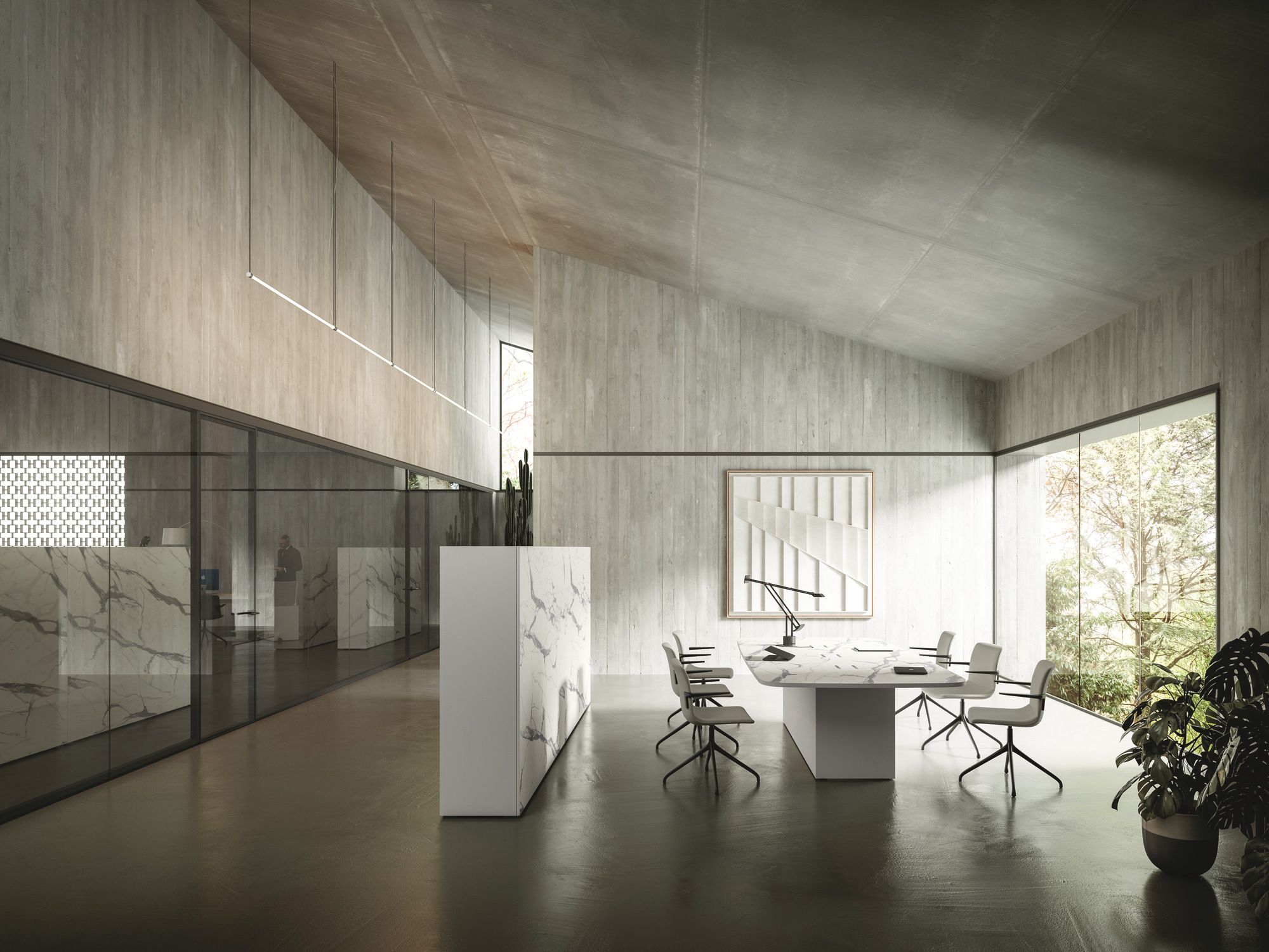 Стол для совещаний с мраморной столешницей Calacatta FANTONI MEET UP ARCH-00086810