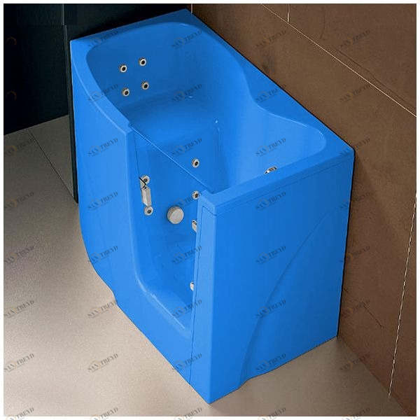 Ванна с гидромассажем GRUPPO TREESSE GEN-Y V3417-SX голубая угловая сидячая с дверью левосторонняя STDV3417SXG