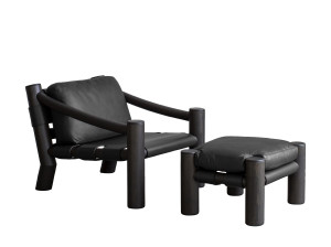 Кресло из массива дерева и кожи