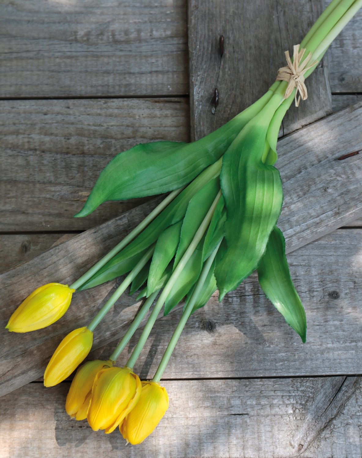 2952 330 a3 Искусственный букет тюльпанов, 5-кратный, 37 см, желтый H-andreas  - Вид №1