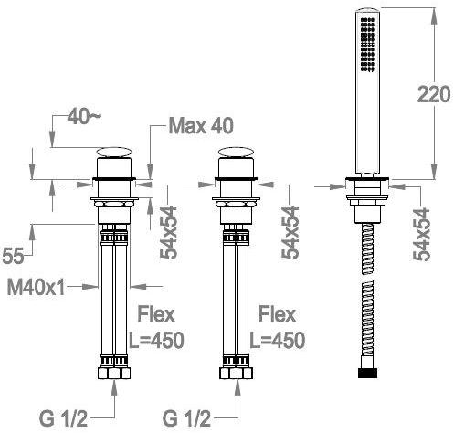 Fir Italia Комплект для ванны на 3 отверстия Dynamica 88 8848442 - Вид №1