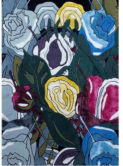 NOW Carpets Коврик ручной работы с цветочным рисунком из бамбукового шелка и шерсти Bloom sun-id-1387809