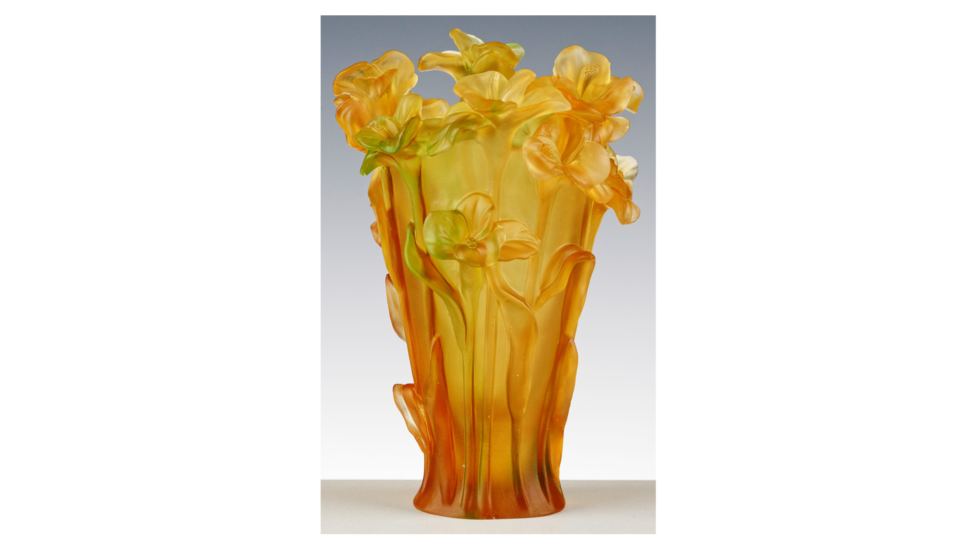 10636383 Cristal de Paris Ваза Cristal de Paris "Фиалки" 19см (янтарная) Хрусталь  - Вид №1