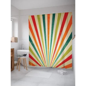 93781452 Штора для ванной JoyArty Яркие полосы из ткани, 180x200 см с крючками STLM-1416767