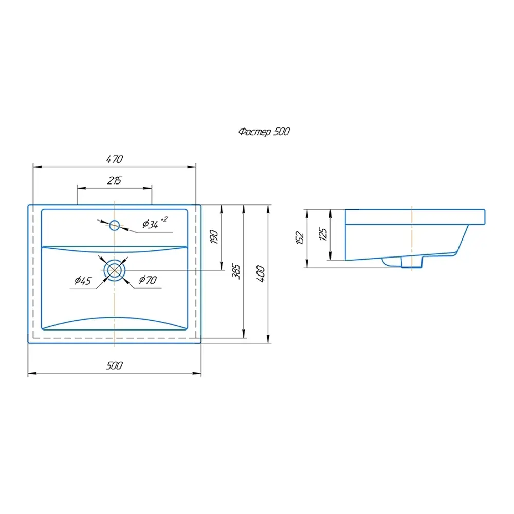 Керамическая раковина Kirovit Фостер 50 для современной ванной 82850304 STLM-0036998 - Вид №5