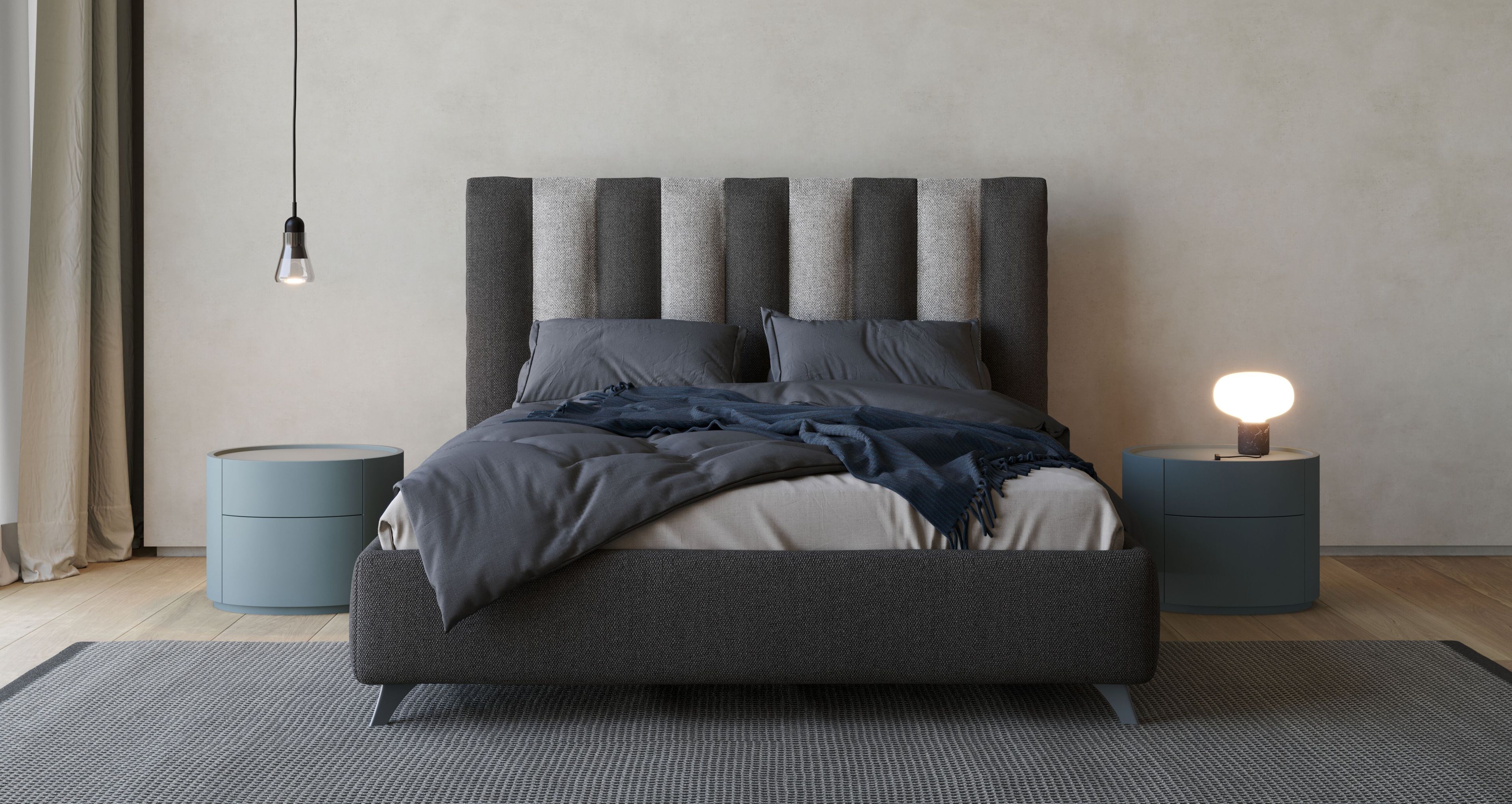 Двуспальная кровать для хранения ткани с мягким изголовьем Giessegi RIVER ARCH-00009696 - Вид №1