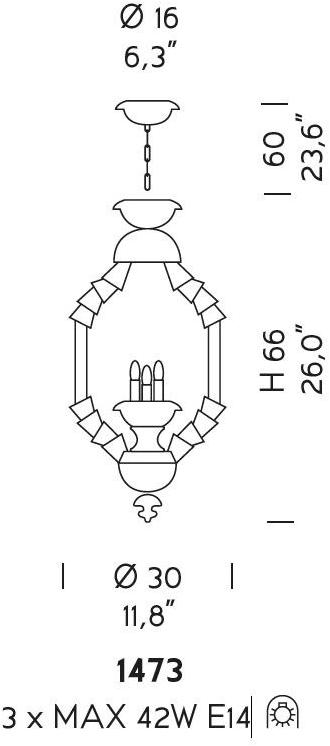 Sylcom Подвесной светильник из стекла с кристаллами Rezzonico 1473 - Вид №2