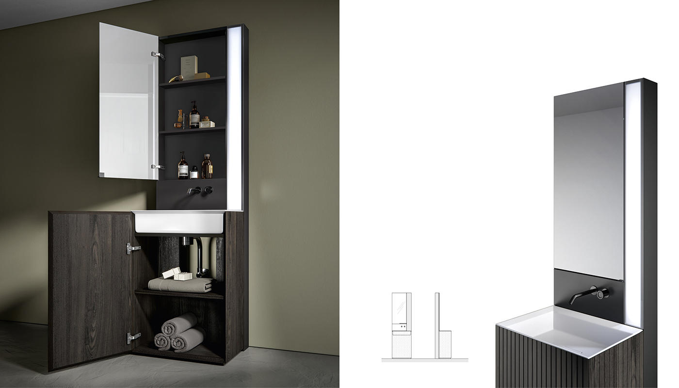 ED-ST27 Edone Chrono38 Встроенный умывальник ВСТРОЕННЫЙ БАК Интегрированная верхняя часть ванны Chrono38 или Chrono44 с отделкой Stonematt  - Вид №4