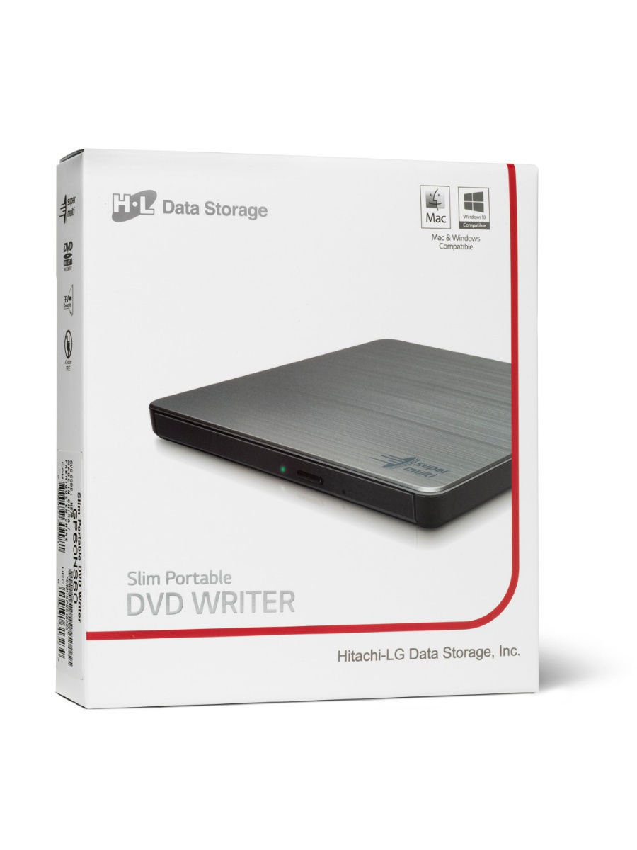 GP60NS60.AUAE12S dvd-rw ext. silver slim ret. usb2.0 LG Santreyd  - Вид №3