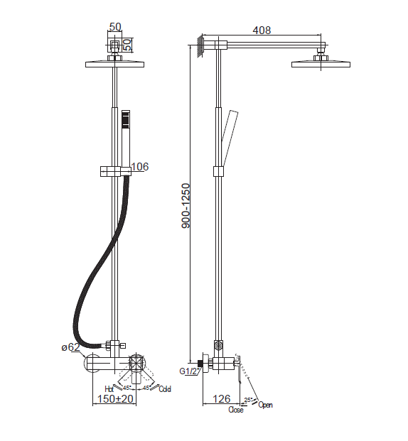 Душевая колонна со смесителем BelBagno TICINO TIC-DOCM-CRM  - Вид №1