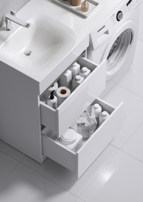 Forma напольная тумба с двумя полноразмерными ящиками с умывальником с крылом под стиральную машинку 115 см AQWELLA FOR1104DL - Вид №3