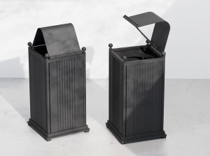 Металлическая корзина для мусора с крышкой для наружного использования