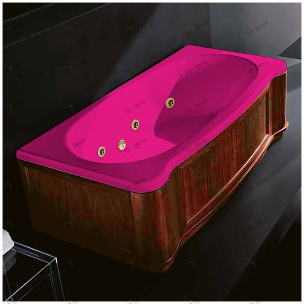 Ванна Gruppo treesse New Classic Young STD-V6747-DX-WO-RZ розовая с золотой фурнитурой и гидромассажем прямоугольная правая деревянная панель орех STDV6747DXWORZ