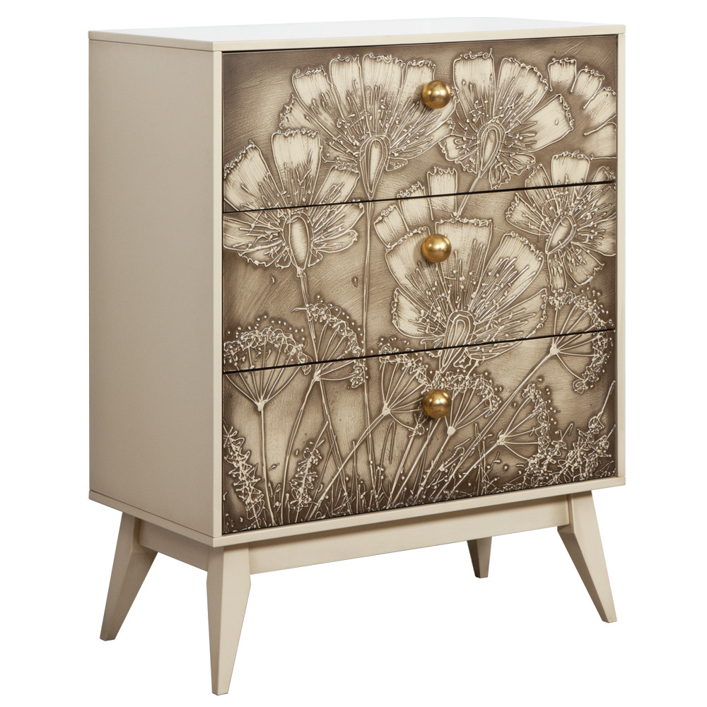 11558 Комод Маки 3 Айвори BOGACHO 4627155818487 - Вид №1